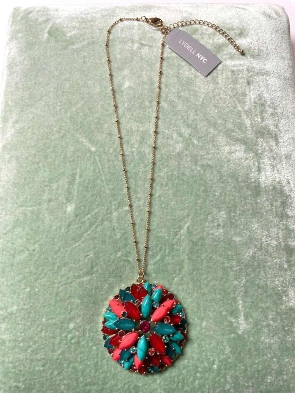 Turquoise & Red Lydell Large Pendant Necklace